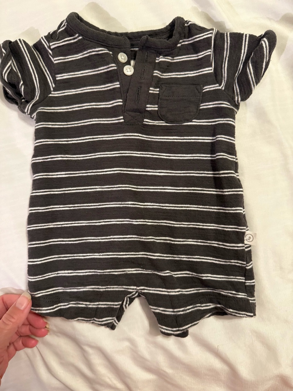 Carter's Black & White Striped Short-Sleeve Baby One-Piece